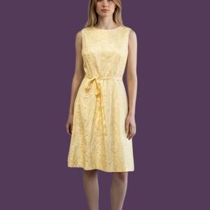 POSITIVE ATTITUDE Retro 1960s Floral Tapestry Tie Waist Sleeveless Tank Dress